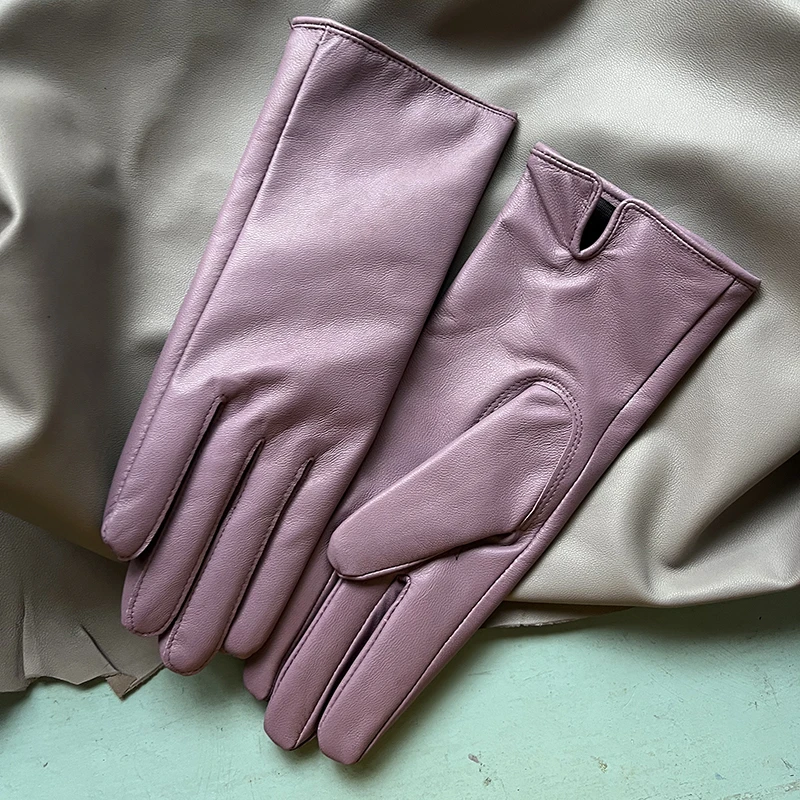 Genuine Leather Gloves 24cm Women Light Blue Thin Rayon Lining Straight Edition Style Men Pure Sheepskin Glove Color Driving