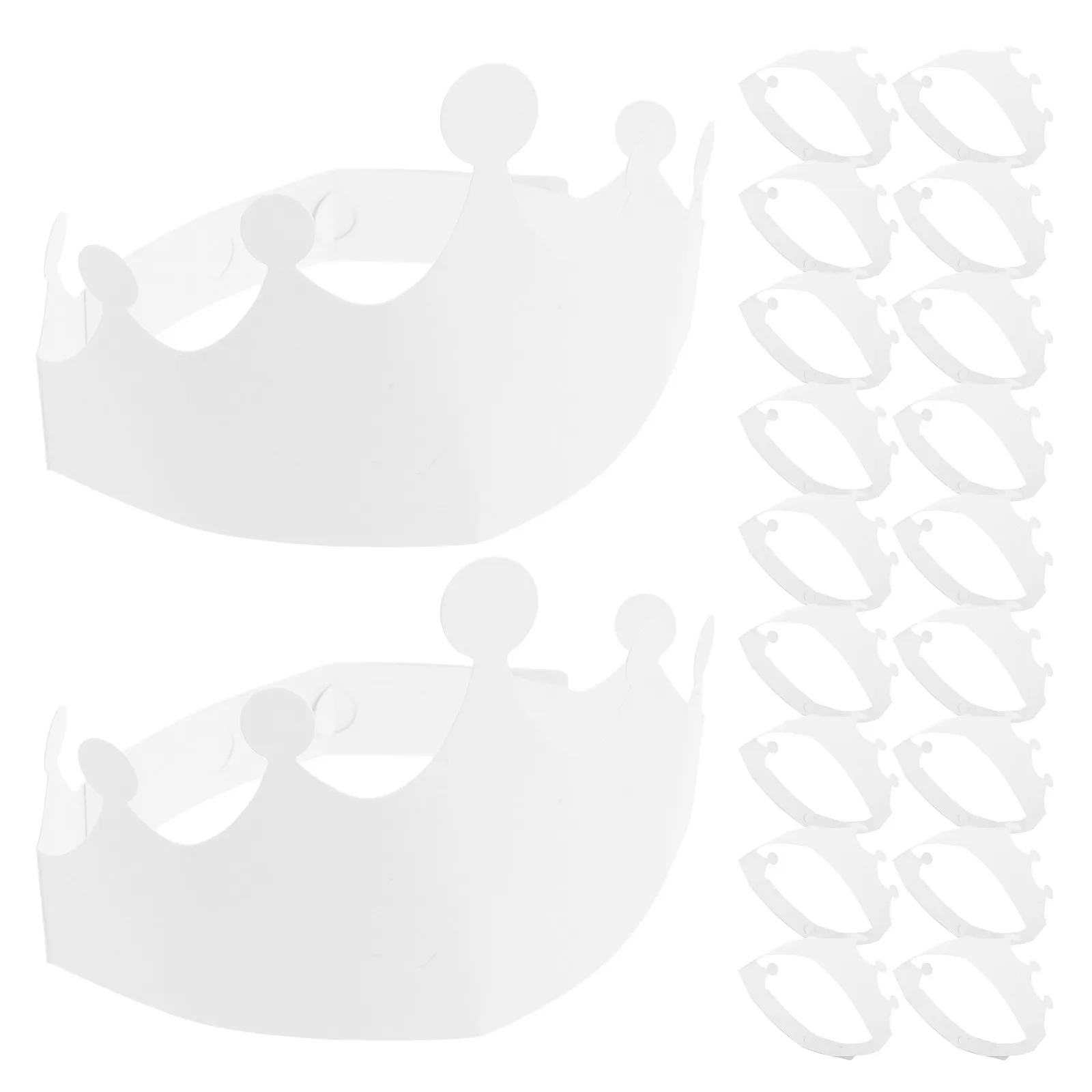 30Pcs White Paper Crowns Kids Adjustable Blank DIY Crowns for Painting Birthday Party Craft Supplies Pretend Play Dress Up Props