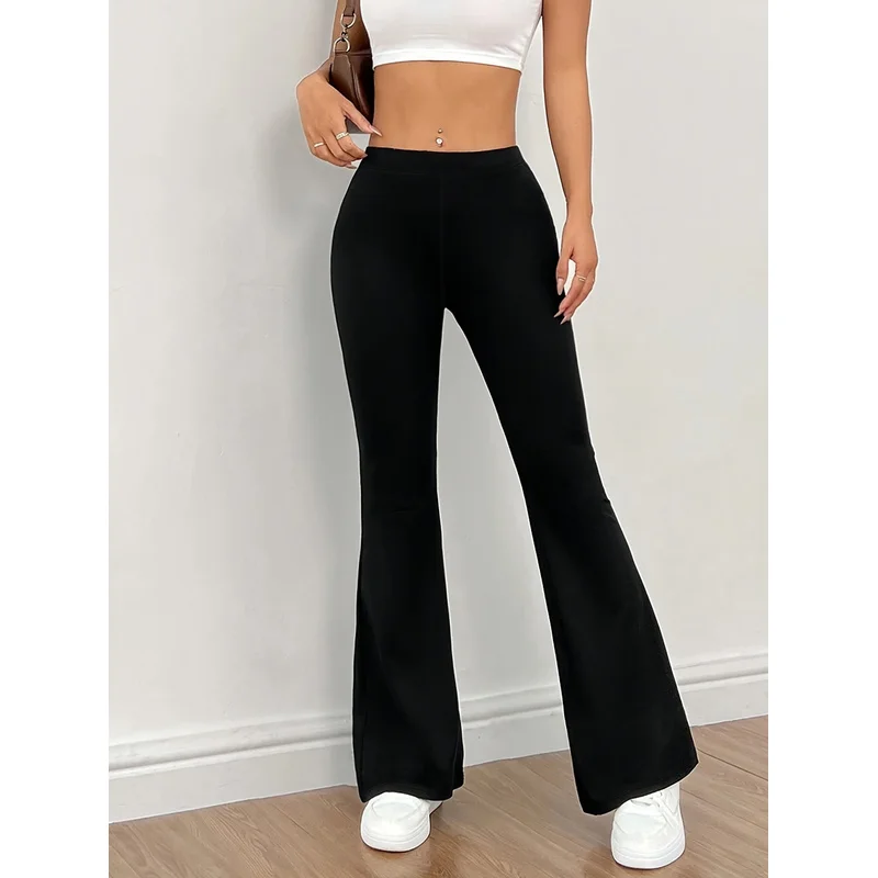 Pantaloni a Zampa Moderni 2025 per Donna, Vita Regolare, Elasticizzati, Snellenti, Neri, per Ufficio e Casual