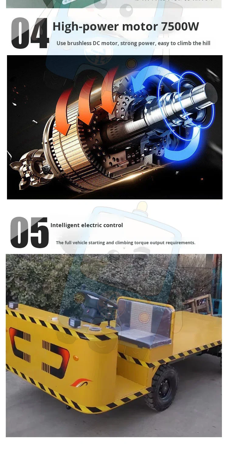 Electric 3-10 Ton Flatbed Transport Truck EURO 5 Horsepower Four-Wheel Short Distance Cargo view 6