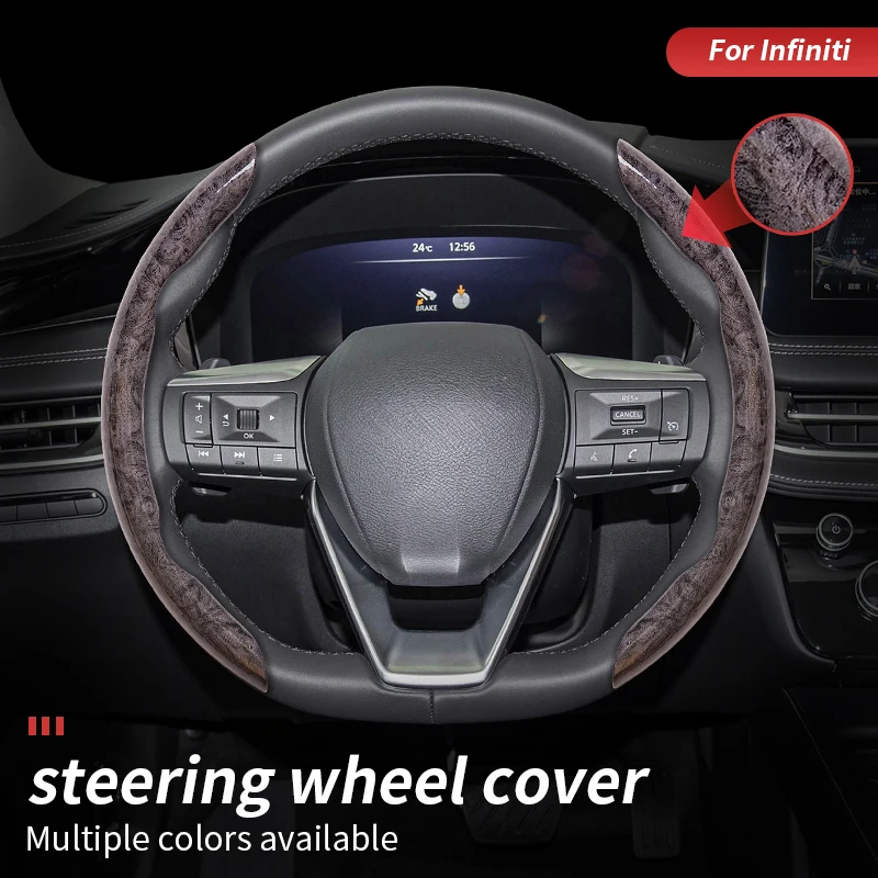 

Peach Wood Grain Car Steering Wheel Covers For Infiniti QX50 QX60 QX55 QX80 Q50L Q70 Q60 Cover Fits 14.5-15" Steering Wheels