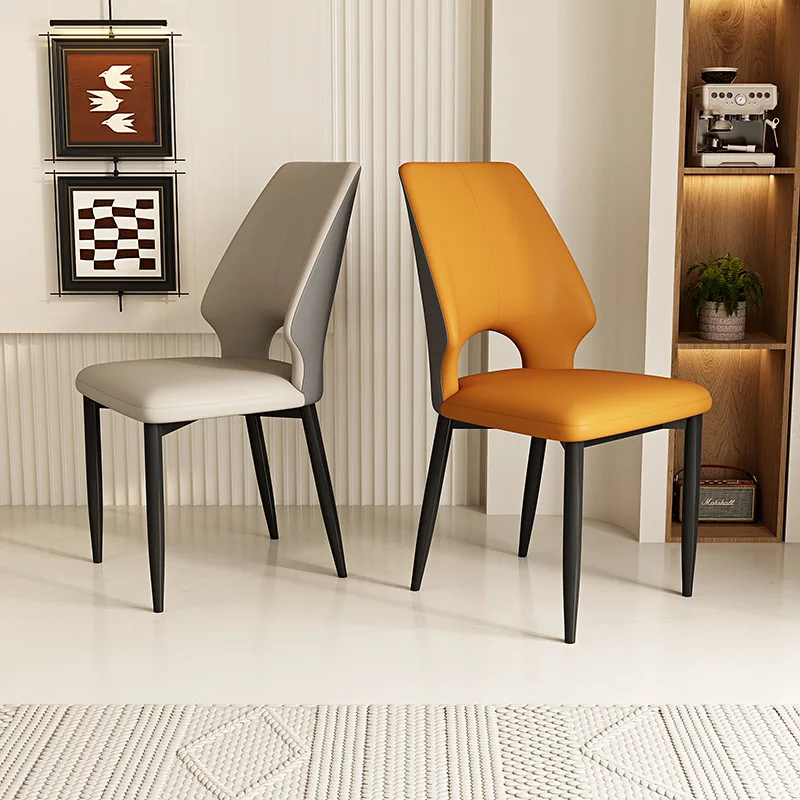 

Modern Minimalist Leather Dining Chair for Home Nordic Style Lounge Restaurant Hotel Cafe Backrest Stool Nordic Furniture Chair