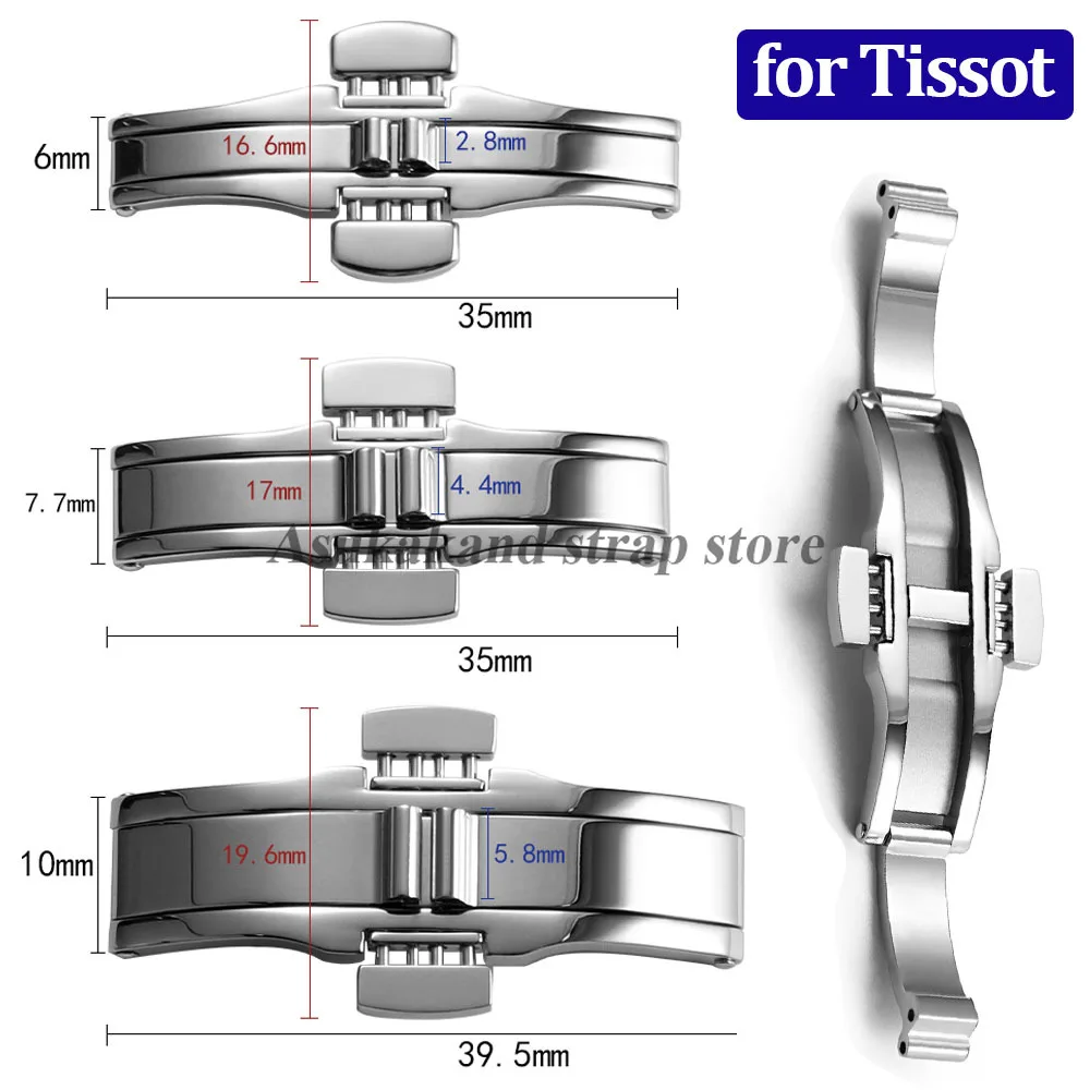 Fecho de aço inoxidável prateado para tissot 1853 t035617 t035439 fivelas de relógio pulseira de relógio de pressão dupla fivela borboleta de aço sólido