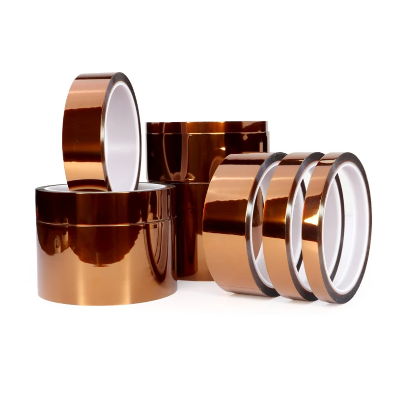 33 متر/لفة بوليميد الشريط 3/5/8/10/20/30/50/80/100 مللي متر بغا ارتفاع درجة الحرارة الذهب فيلم لاصق مقاومة للحرارة للأشرطة الإلكترونية