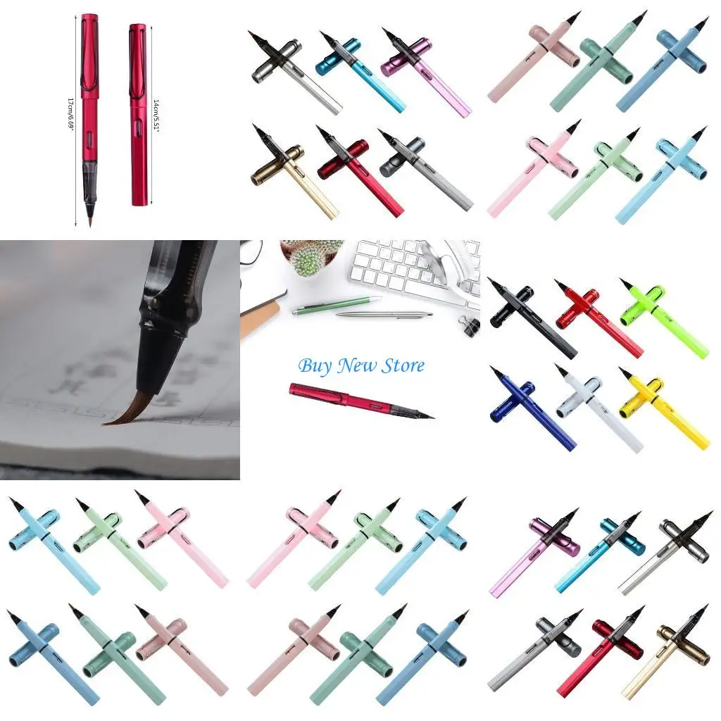 

20CE Portable Pen Set of 6 Soft Tip Fountain Pens for Calligraphy Painting Refillable Brush Pen Set for Writing