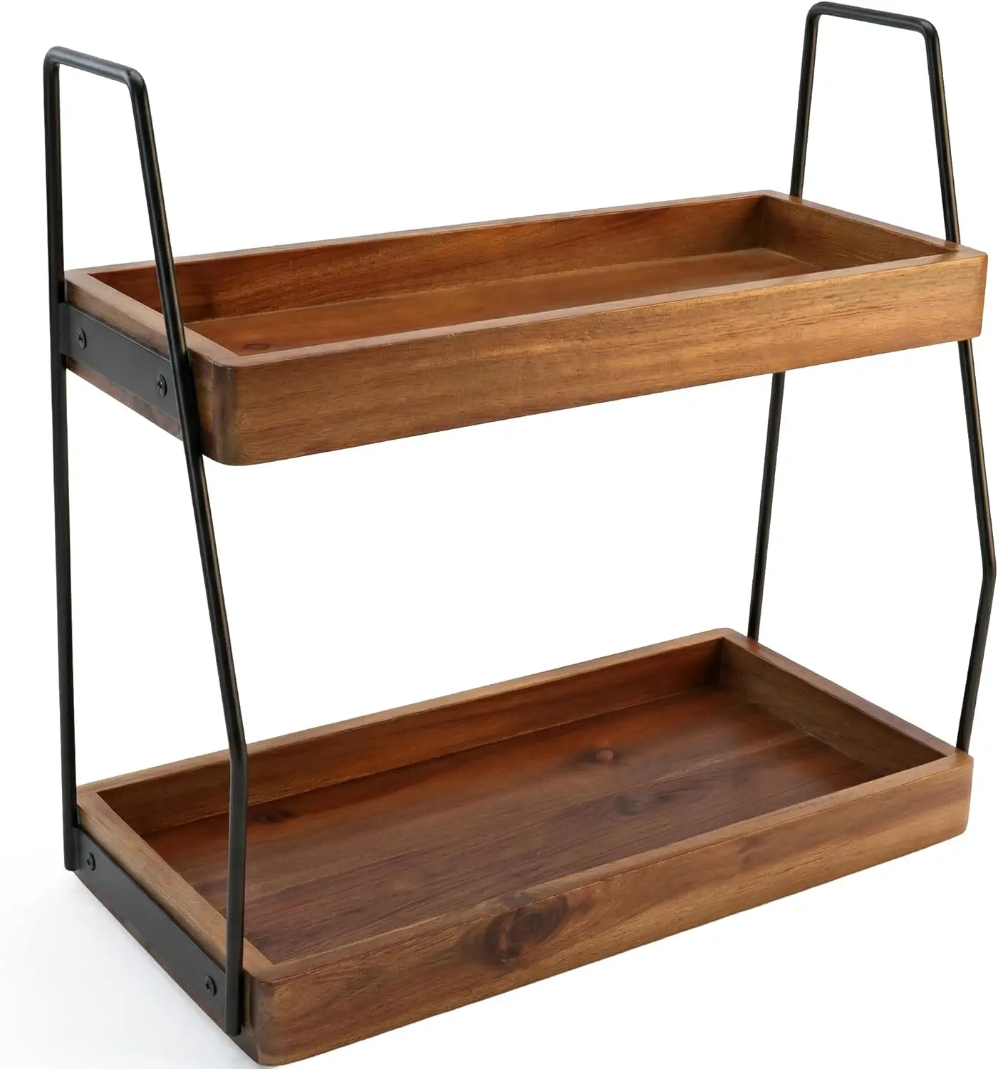 

Acacia Wood Bathroom Organizer, 2-Tier Countertop Rack, 13.6 x 14 x 6.7 in, Storage Shelf for Bathroom Kitchen Office Desk