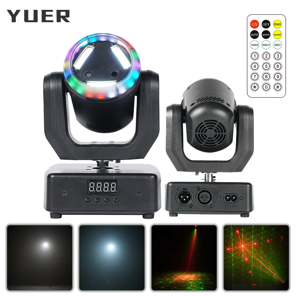 MINI LED 3x10W RGB strobe Moving Head Light With RGB Ring Effect laser light DMX remote control for Dj Disco Home bar Stage ligh