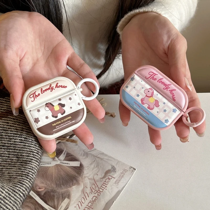

Korean Cute Star Horse Leather Earphone Case For Apple Airpods 4 3 2 Pro 3 Cover Cartoon Protective Cases For Airpods Pro 2 Fund