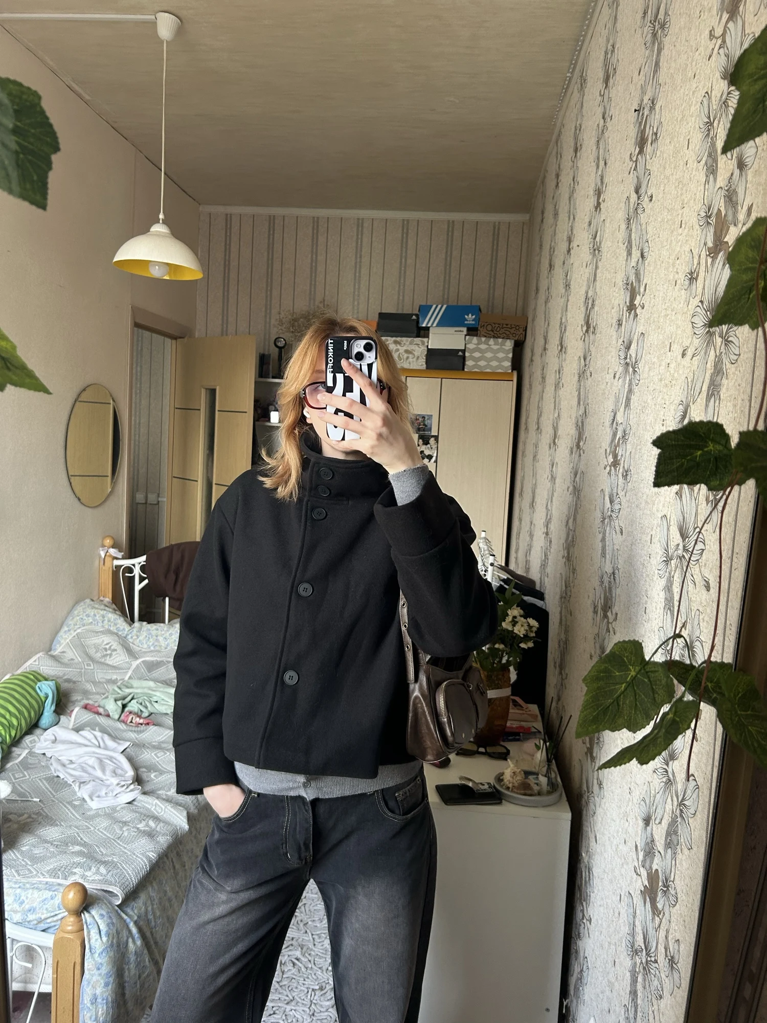 Dunkelblaue Wolljacke für Damen, 2025, Frühling, einreihig, Stehkragen, lockerer weiblicher Mantel, Bürodame, Straße, kurze Oberbekleidung, Tops – Detail 17