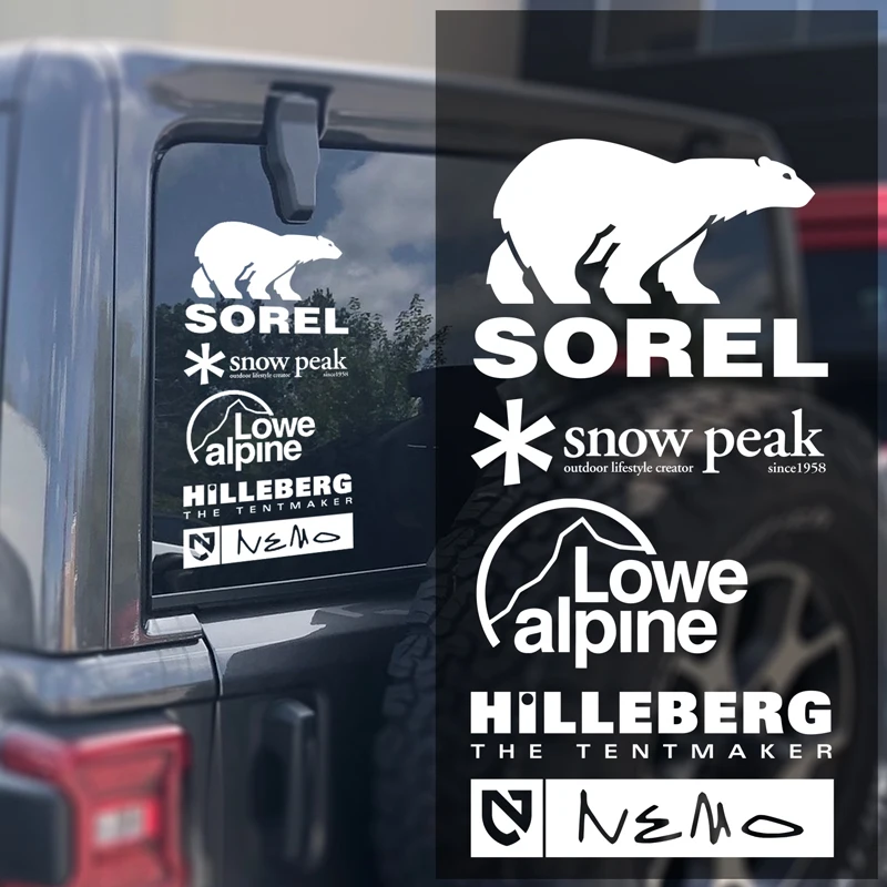 Reflective Stickers Decals White Black Engraved Brand Stickers Ski Outdoor PET Decals for Car Stroage Box Snowboard Motor