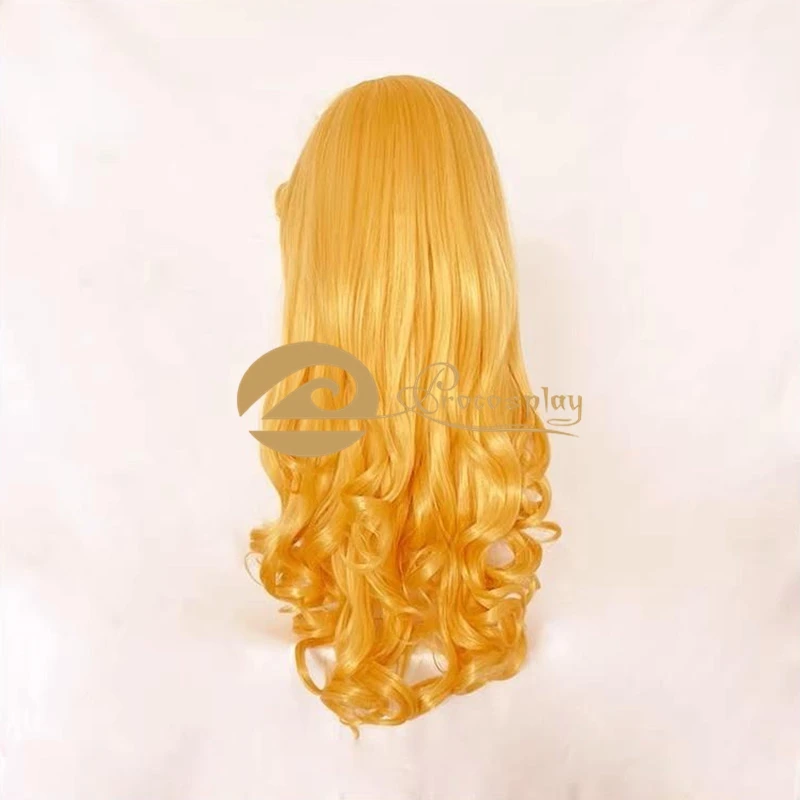 Peluca de Cosplay de princesa Aurora para mujer, pelo largo y rizado, accesorios para Halloween