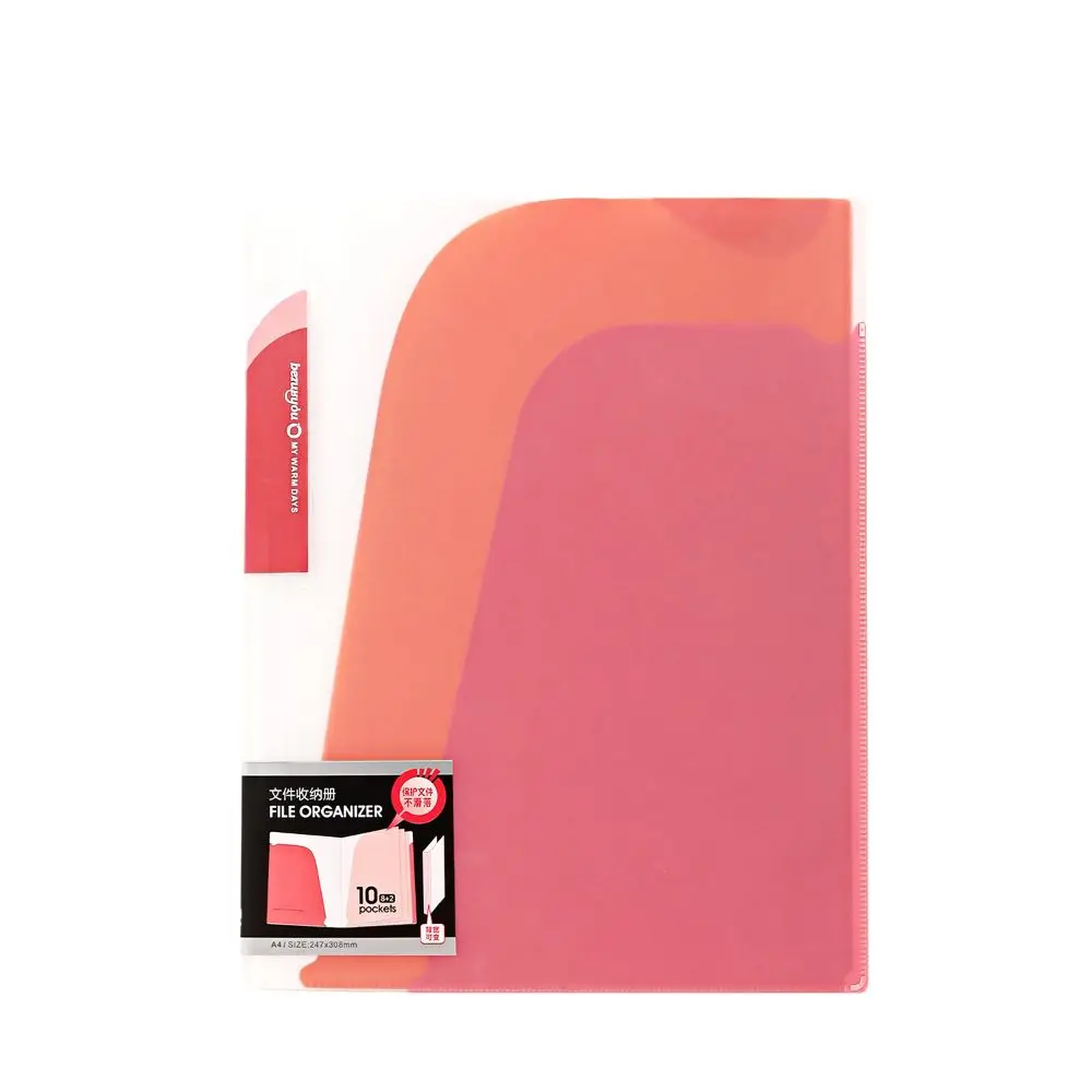 Dual-color Multi-functional Storage Folder Waterproof Angled-cut A4 Document Organizer Durable Portable Student File Folder