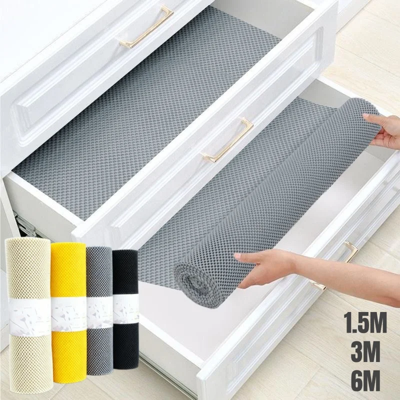 Cuttable Anti-slip Drawer Shelf Liners Mat Mold Proof Oil Resistant PVC Pad for Kitchen Drawers Cabinets Countertop Storage