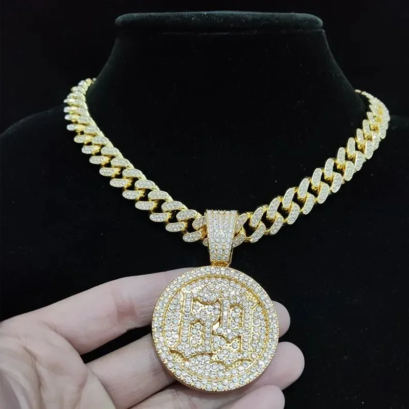 الرجال النساء الهيب هوب عدد 69 قلادة قلادة كريستال الكوبية سلسلة مثلج خارج بلينغ الهيب هوب القلائد موضة حلية مجوهرات