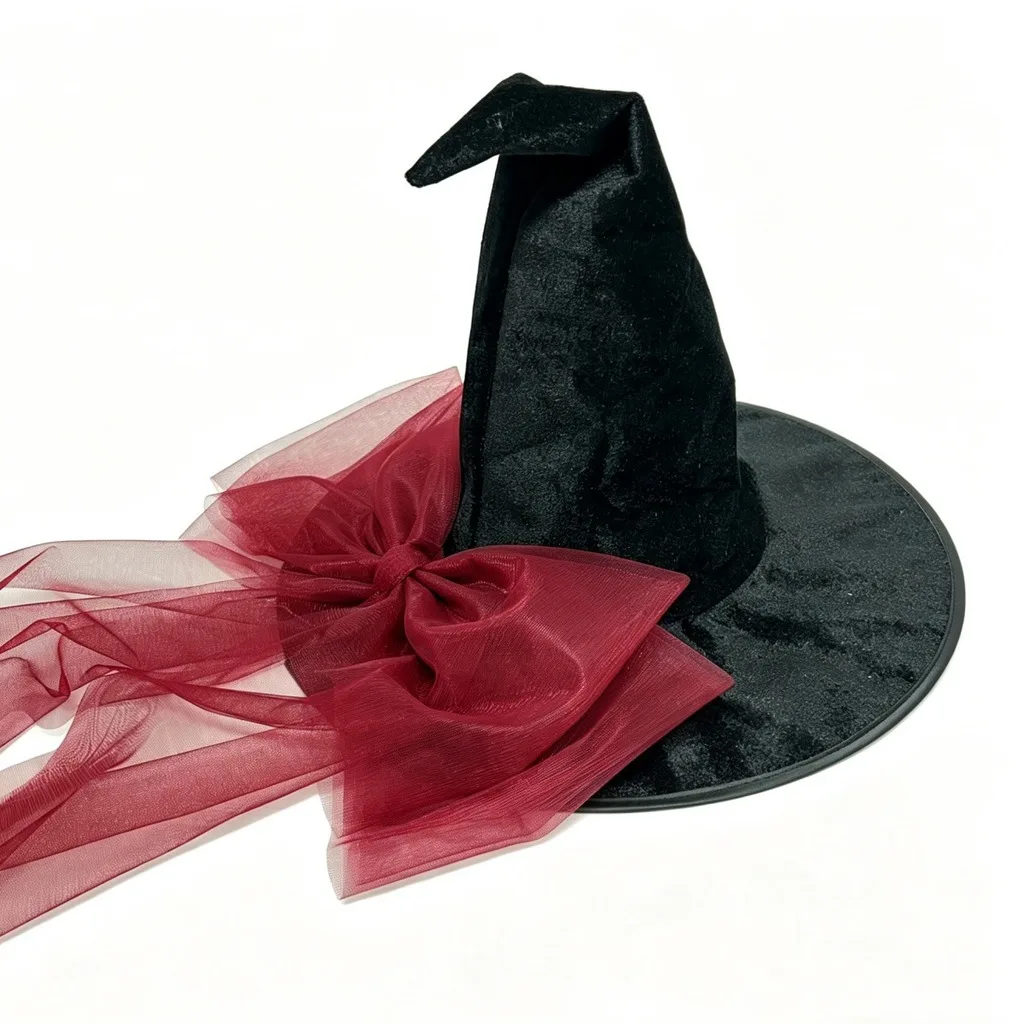 Halloween Cosplay Hat Multiple Color Options Detachable Bow Witch Hat Organza Bow Witch Hat Lightweight For Holiday Gift Costume