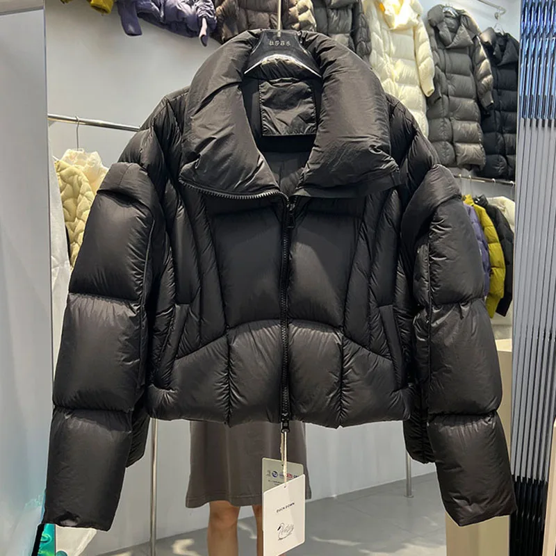 Stand Collar High Quality Women Coat 2025 New Winter Thick Down Jacket Detachable Sleeves White Duck Down Women Down Jacket H560