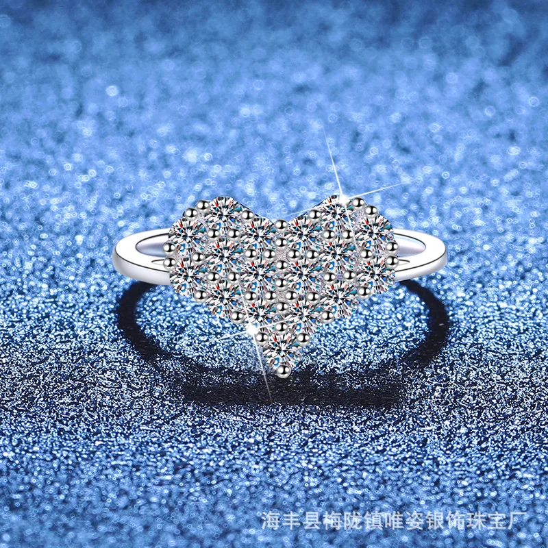 

Женское кольцо с наполнителем сердца, муассанит 0,51 карата, платина PT950 — резная резьба, романтическая эстетика, наследие, сладкое, яркая аура