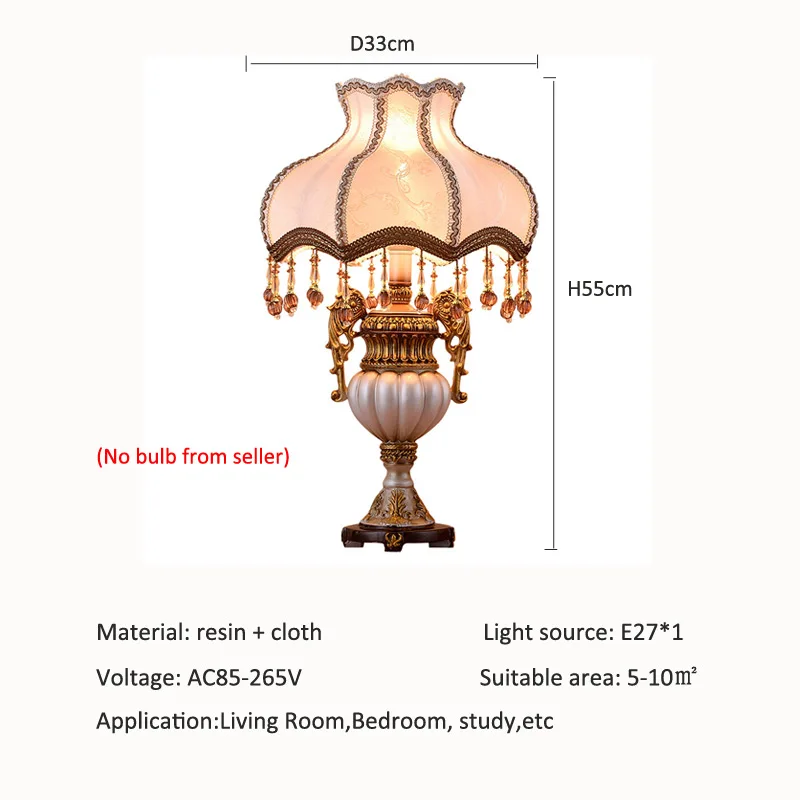 European Desk Lamp Bedroom Light Creative American Warm Cozy Wedding Room Living Room Study Room Fabric Lamp Bedside Table Light