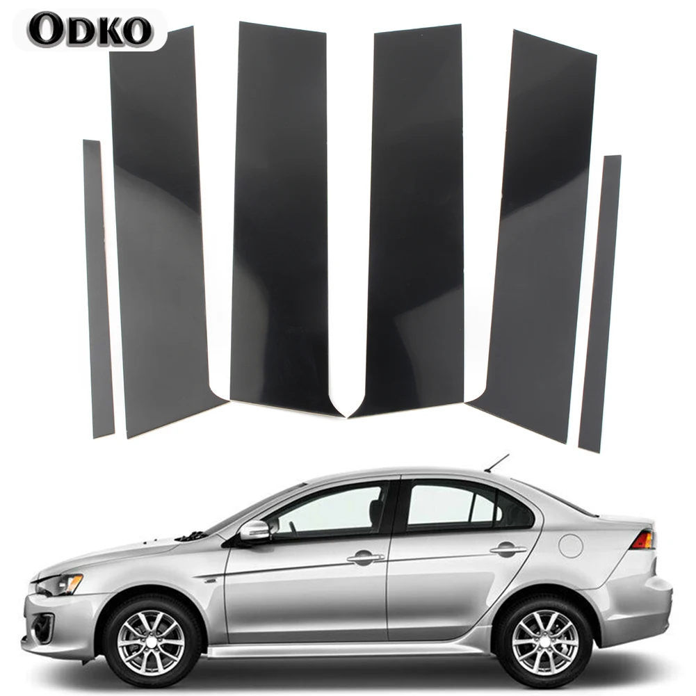 For Mitsubishi Lancer Sedan 6Pcs Car Pillar Posts Door Window Decorative Trim 2008 2009 2010 2011 2012 2013 2014 2015 2016 2017