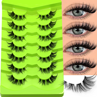 Lasvirey Cat Eye Lashes Natural Manga False Eyelashes Clear Stem Full Strip Lashes Soft Natural Curl Faux Mink Lashes Extension
