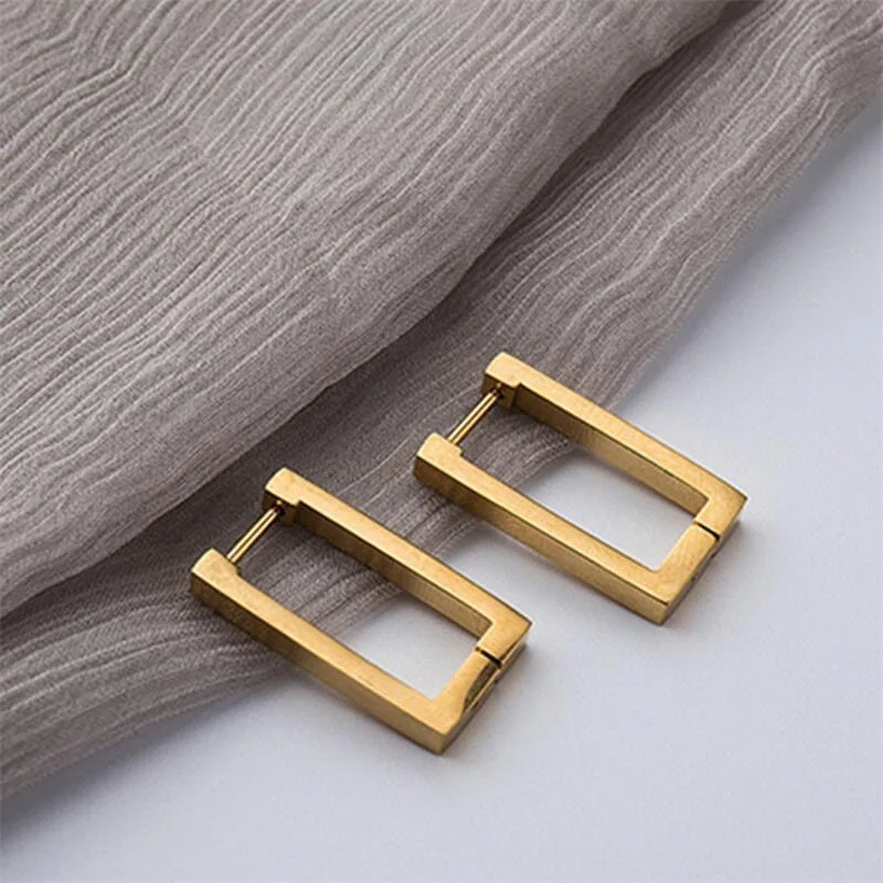 

Stainless Steel Geometric Earrings Rectangular metal Hoop earrings for Women 2025 New trendy jewelry Gift