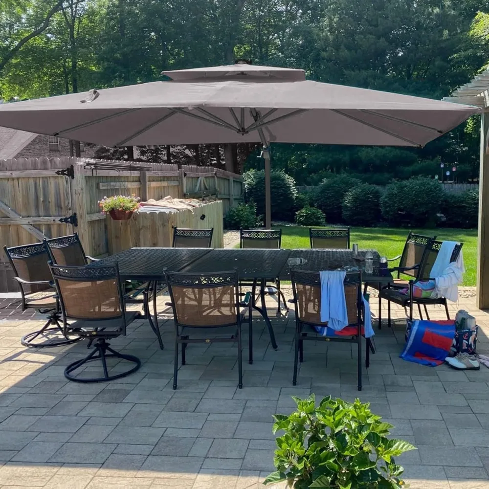 

10' X 13' Cantilever Patio Umbrella Outdoor Umbrella with 330lbs Base Large Rectangular Windproof Offset Umbrella, Customized