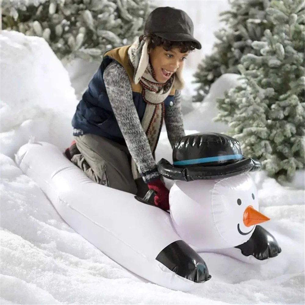 Inflatable Snowman Snow Sled, Fun Sledding Toy with Handles, for Kids and Adults, Outdoor Snow Ride for Winter Sports