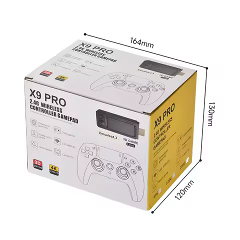 2025 X9 Pro Retro 4K 3D Game Stick TV HD Video Game Console 905X3 Chip 256G 42000 Games For PS1/PSP/SFC/N64 Dual 2.4G Controller