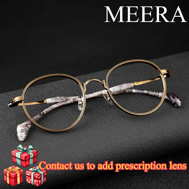 

New Design Unisex Retro Business Glasseses Round Titanium Acetate Optical Eyewear Men Women Eyeglasses Spectacle Carved Frame