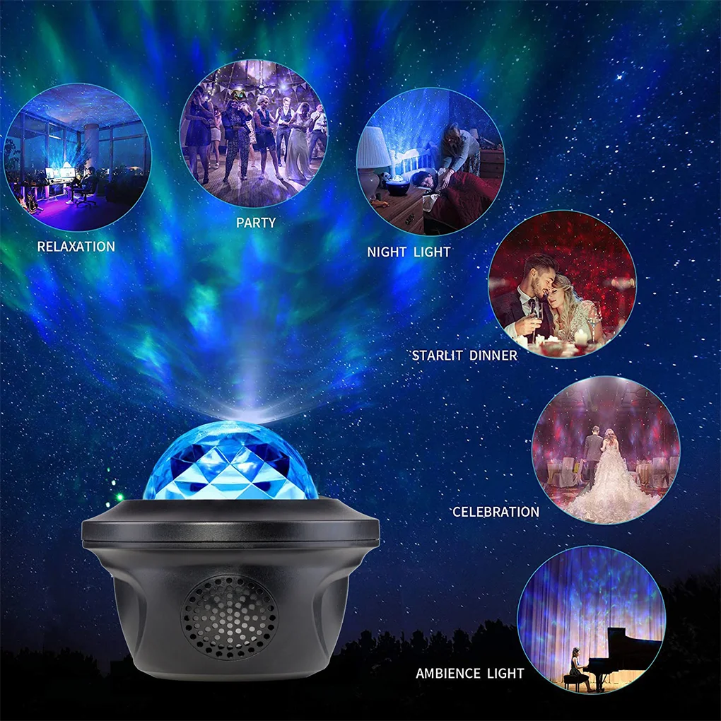 

LED Star Projector Night Light Galaxy Starry Night Lamp Ocean Wave Projector With Music Bluetooth Speaker Remote Control For Kid