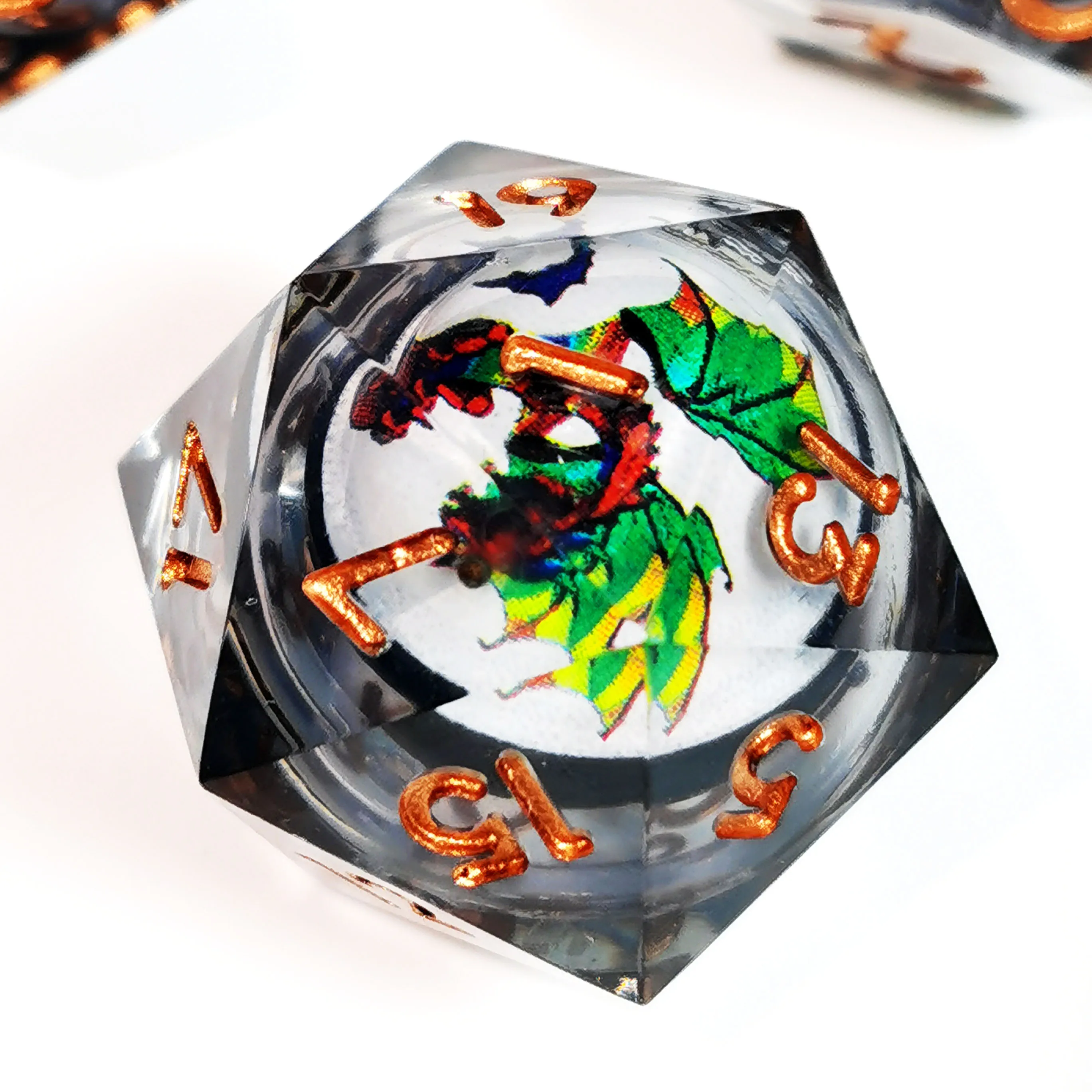 

DnD Dice Set - Clear Resin Polyhedral Dice with Spinning Dragon Eye Core, Plant Pattern for D&D RPG Games (7 Pieces)