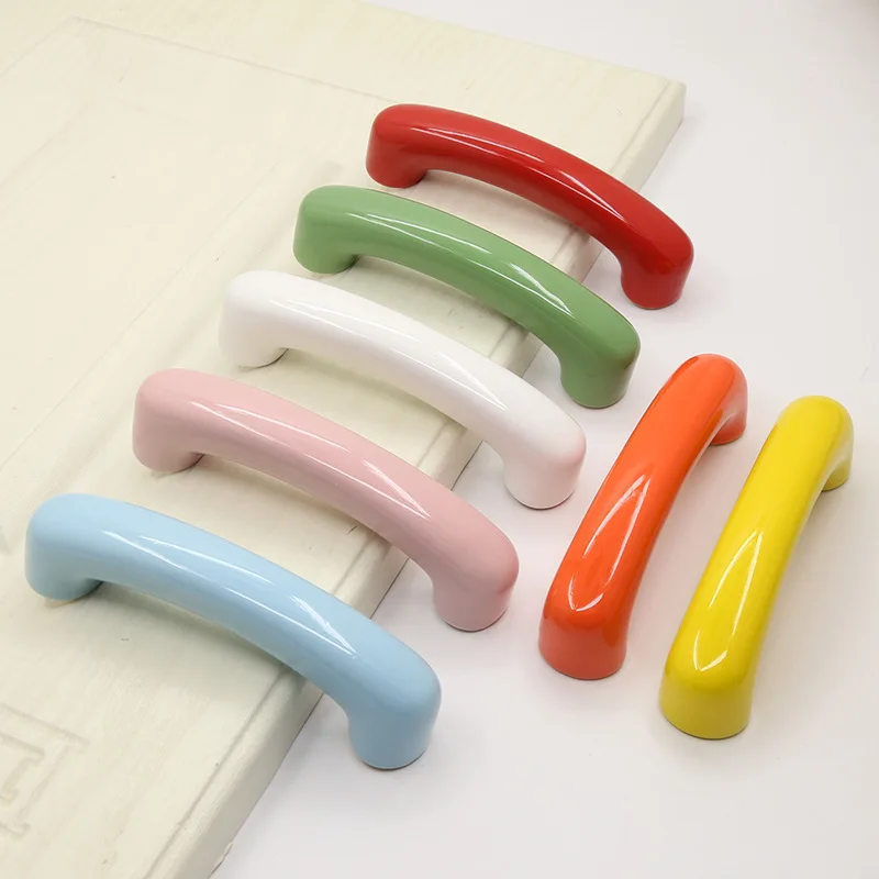 Bronze Ceramic Long-strip Cabinet Door Handles Clothes Cabinet Drawers Cabinet with Colorful Dopamine Arches