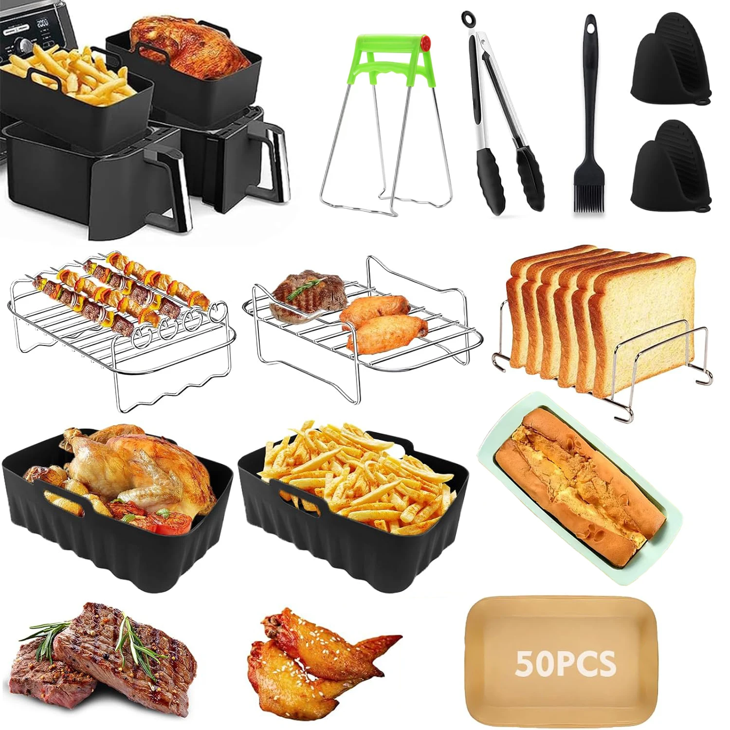 

Air Fryer Accessories Set for Ninja Foodi Max Dual Zone Air Fryer AF400EU/AF300EU/AF451EU With Silicone Air Fryer Mold Baking