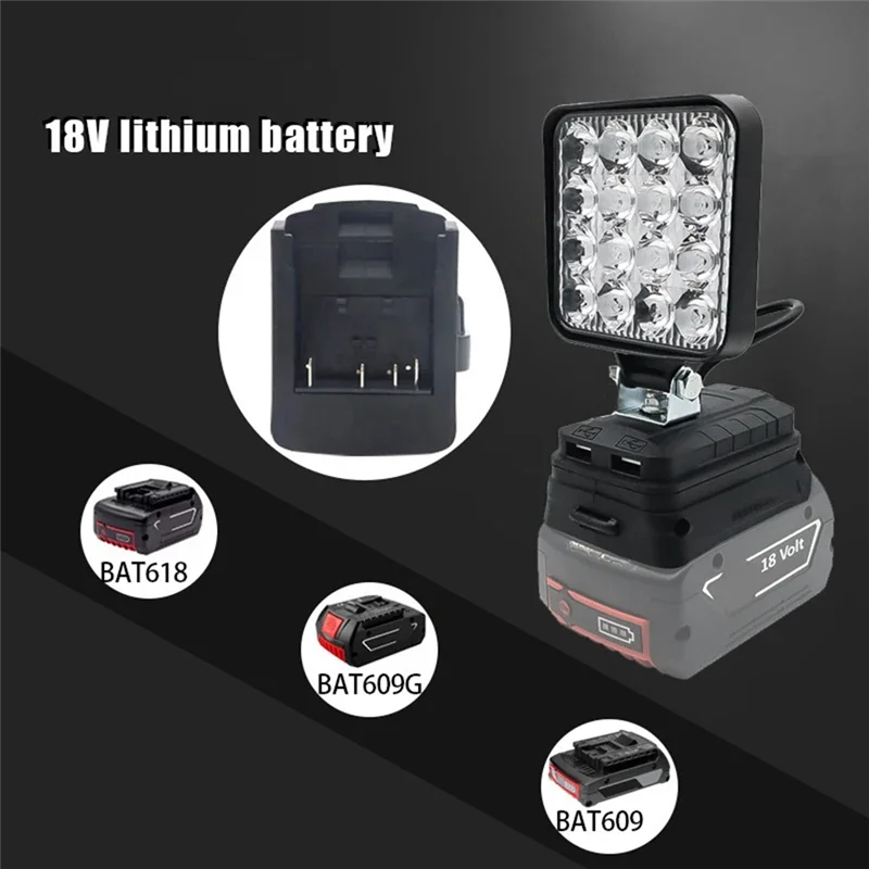SQPP-16 LED ワークライトスポットライト屋外作業釣りハンドヘルド緊急ツールライト 18V リチウム電池用
