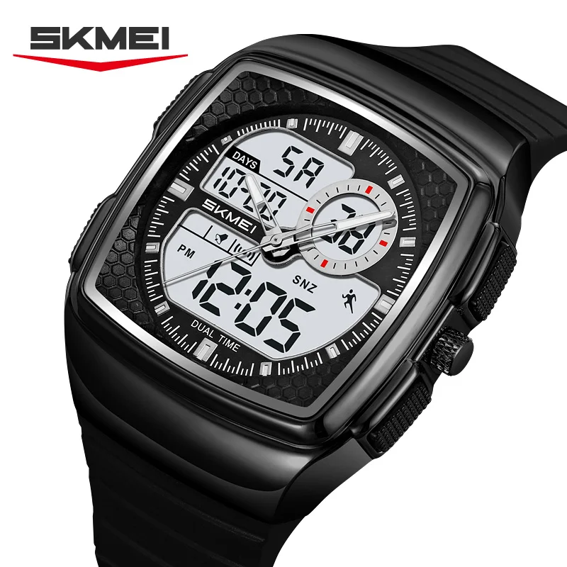 SKMEI 2530 New Square Retro Sports Digital Electronic Watch Dual Display MultiFunctional Men's Waterproof Clock Reloj Hombre