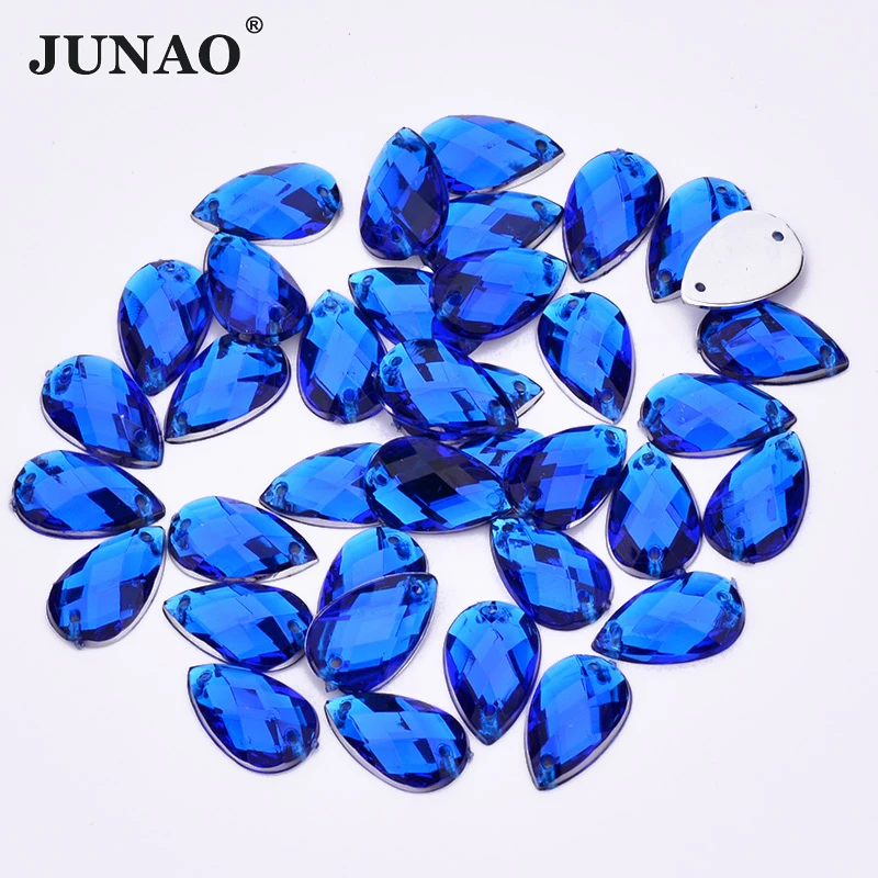 JUNAO 8*13 مللي متر 18*25 مللي متر اللون الأخضر الخياطة دمعة حجر الراين زين أحجار الكريستال الاكريليك المسطحة DIY بها بنفسك صنع المجوهرات #2