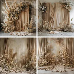 Mehofond Bohemia Curtain Backdrops Photography Props Photocall Maternity Wedding  Boho Grass Flower Decor Photozone Background