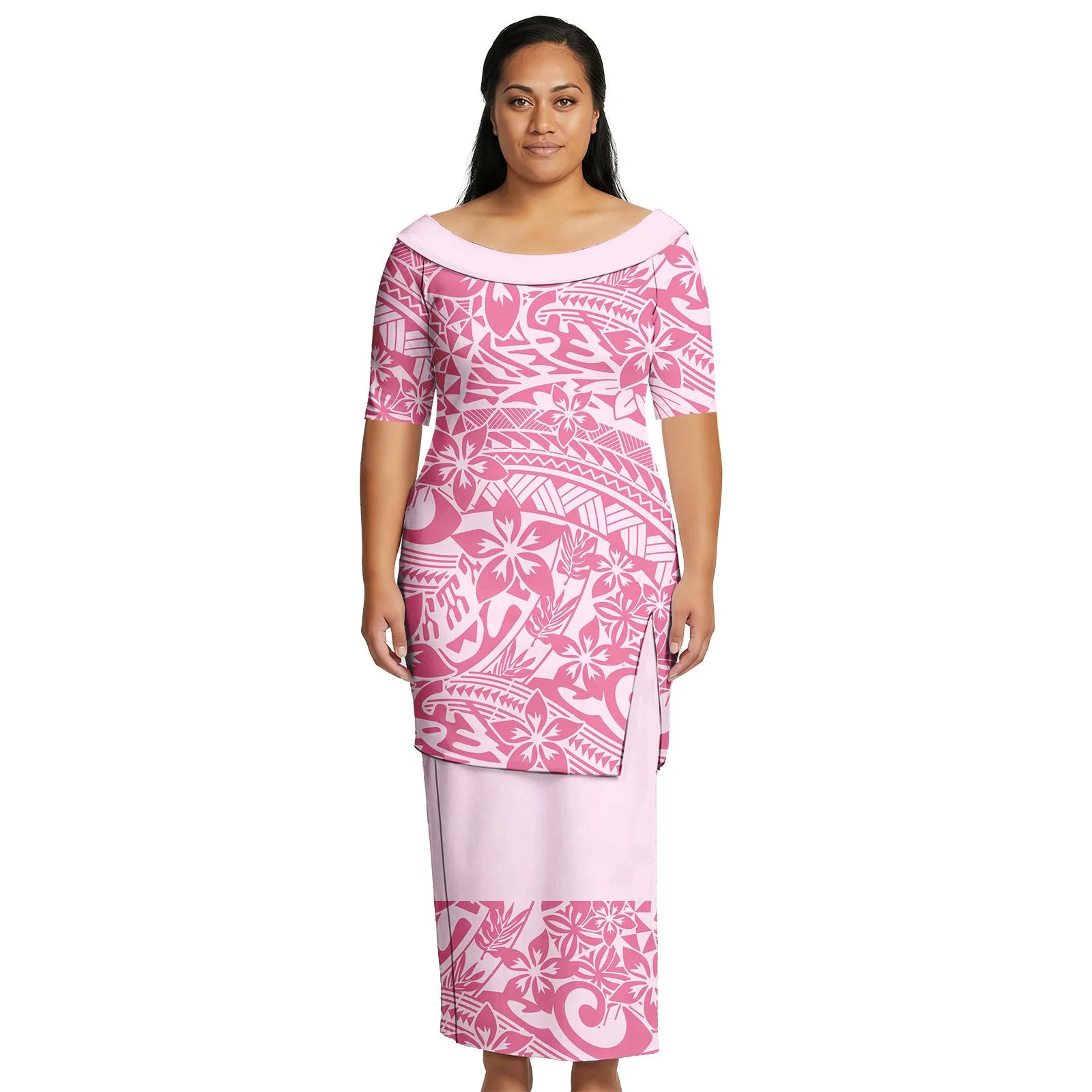 

Popular Clothing Custom Print Lady Wear Samoan Elegant Puletasi Polynesian Fashion Dresses Women Island Oversize Skirts Hawaiian