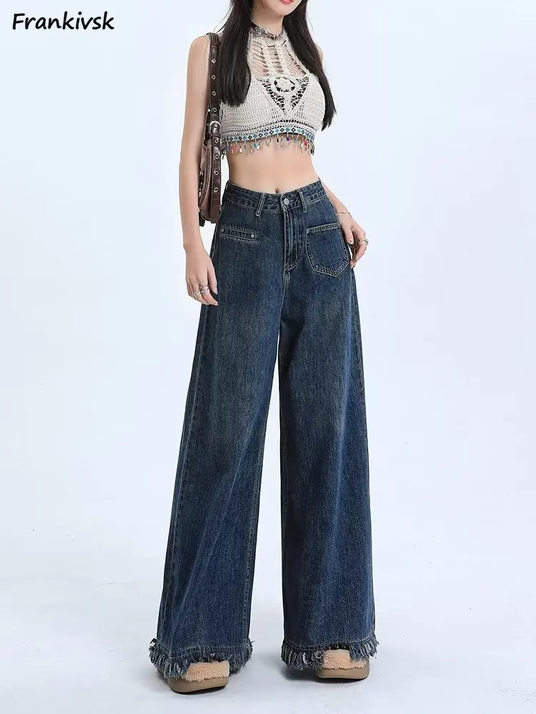 

Jeans Women Baggy Korean Style Fashion Hotsweet Youthful Popular Denim Trousers High Street All-match Casual Full Length Autumn