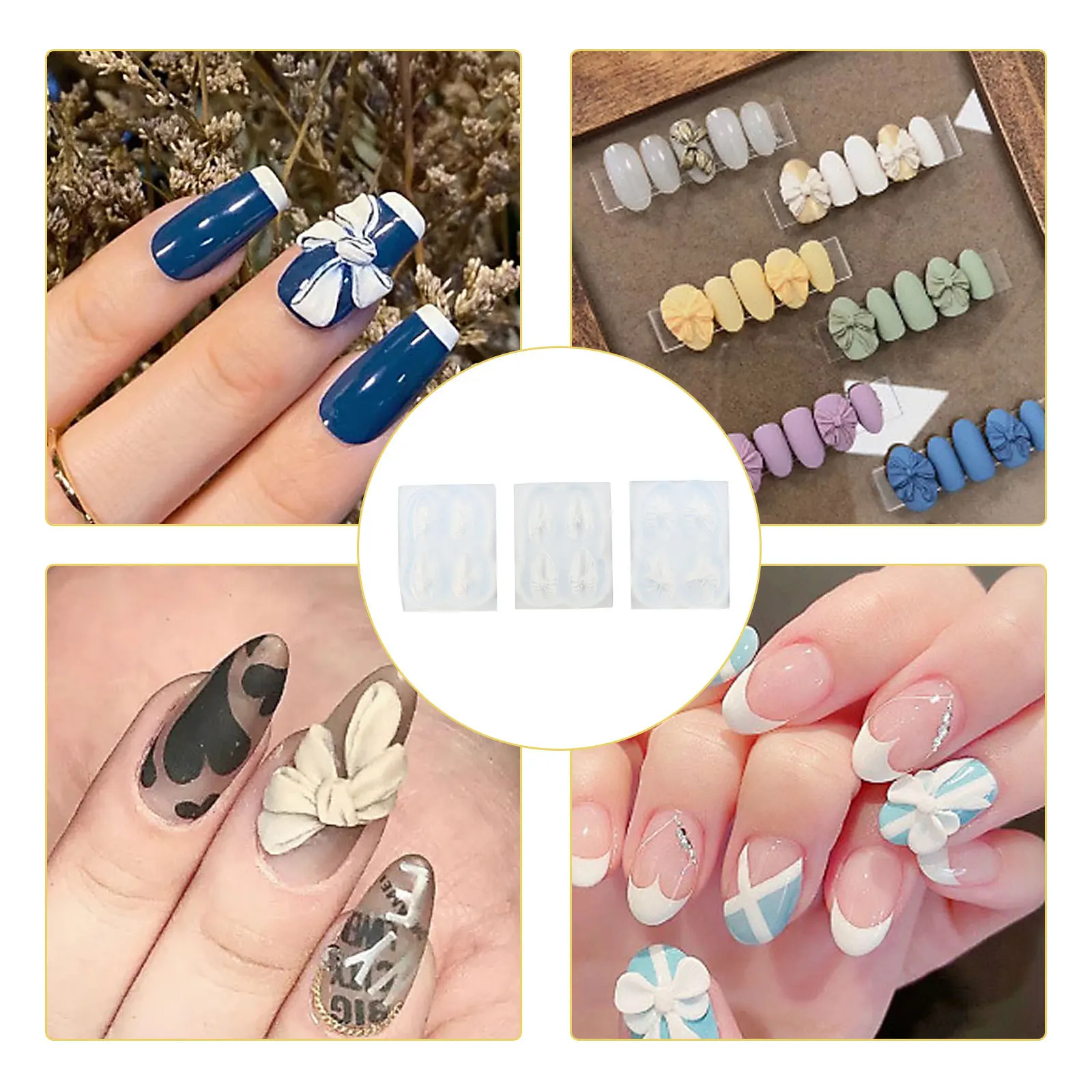 3 ensembles de moules en Silicone pour Nail Art, outil de fabrication de manucure à faire soi-même pour belles ongles élégants, Kit Durable réutilisable, cadeau pour amis