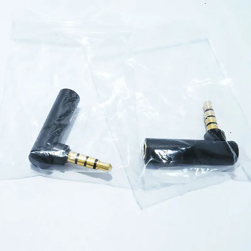 90 Degree 3.5mm Male To Female Audio Converter Adapter Connector L Type Stereo Earphone Microphone Jack Plug BLACK GOLD