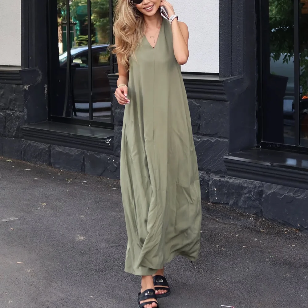 

Fashion Simple Prom Dresses Sleeveless Halter Casual A Line Party Dress Ankle Length Daily Appointment Cocktail Prom Gown
