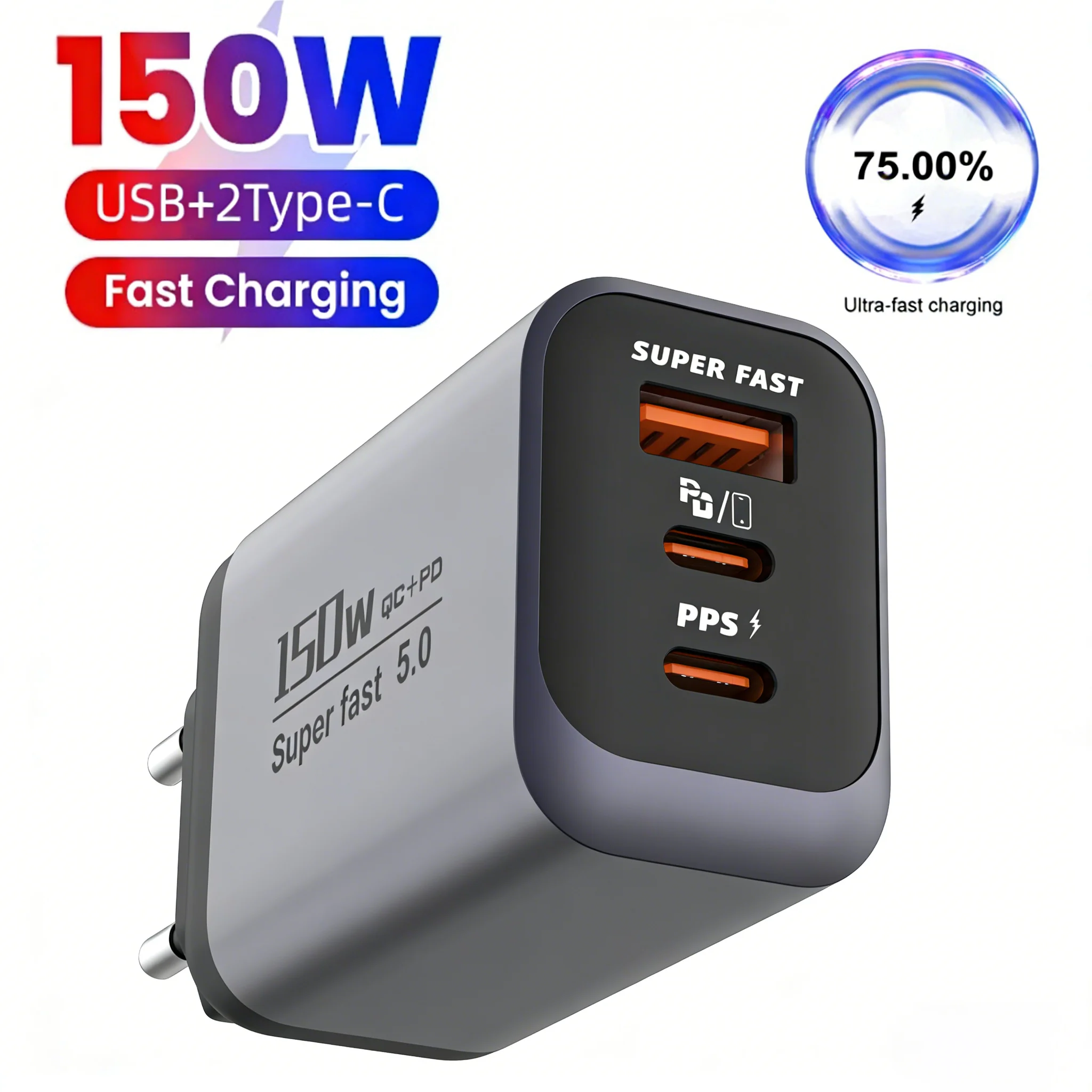 

150W USB C Charger Fast Charging 3 Port PD QC3.0 Universal Travel Plug for iPhone 17 Samsung Xiaomi Tablet EU UK US Quick Charge