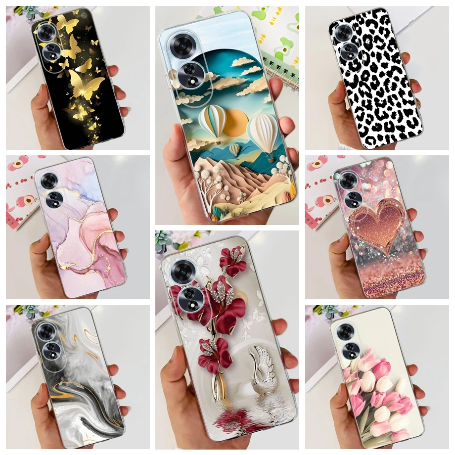 For Oppo A60 CPH2631 Cover Case Clear Slim Soft TPU Silicone Bumper Shell On Oppo A60s OppoA60 A 60 Marble Love Heart Coques Bag