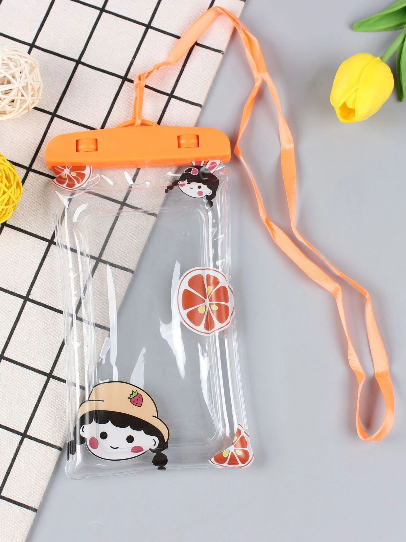 부동 방수 전화 가방 범용 터치 스크린 홀터넥 넥 만화 전화 케이스 수영 물 공원에 적합 