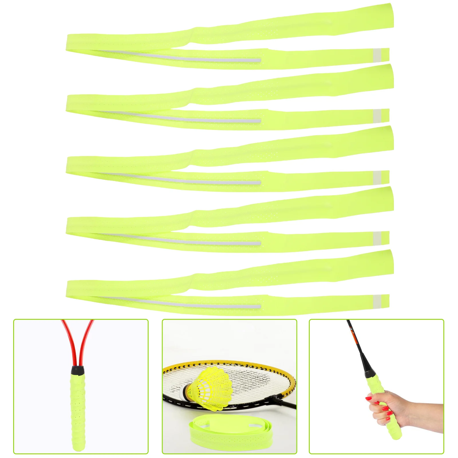 

5pcs Fluorescent Green Badminton Sweatband Tennis Overgrip Tape Non Slip Racket Tapes Sports Hand Glue Grip Tape Handles Bat