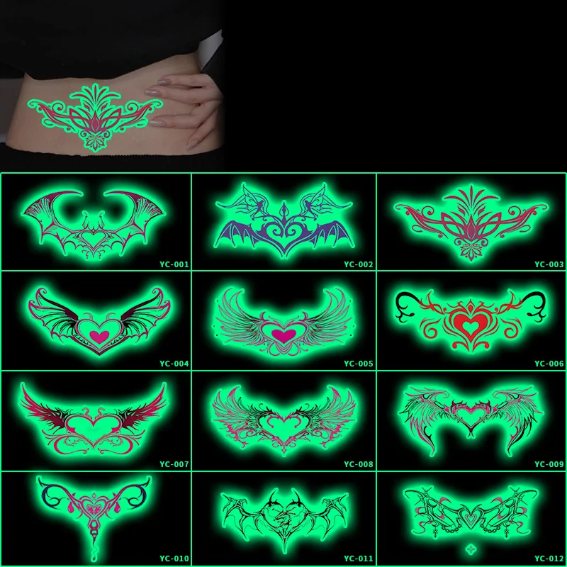 

Glow In Dark Succubus Temporary Tattoo Waterproof Colorful Party Decor Stickers For Ladies