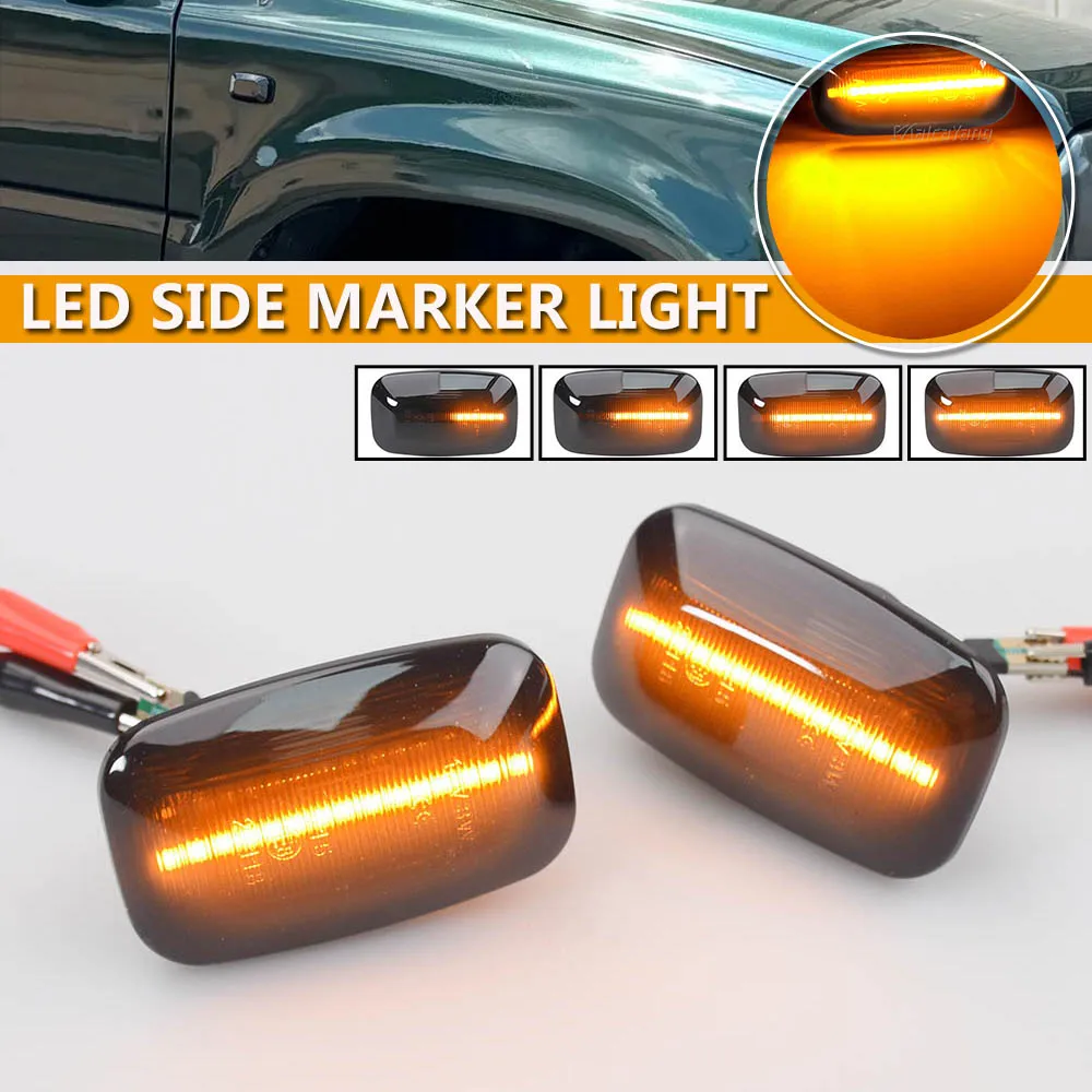 2 Pieces for Toyota Land Cruiser Landcruiser 70 80 100 Series Dynamic LED Side Marker Fender Lights Flowing Turn Signal Light
