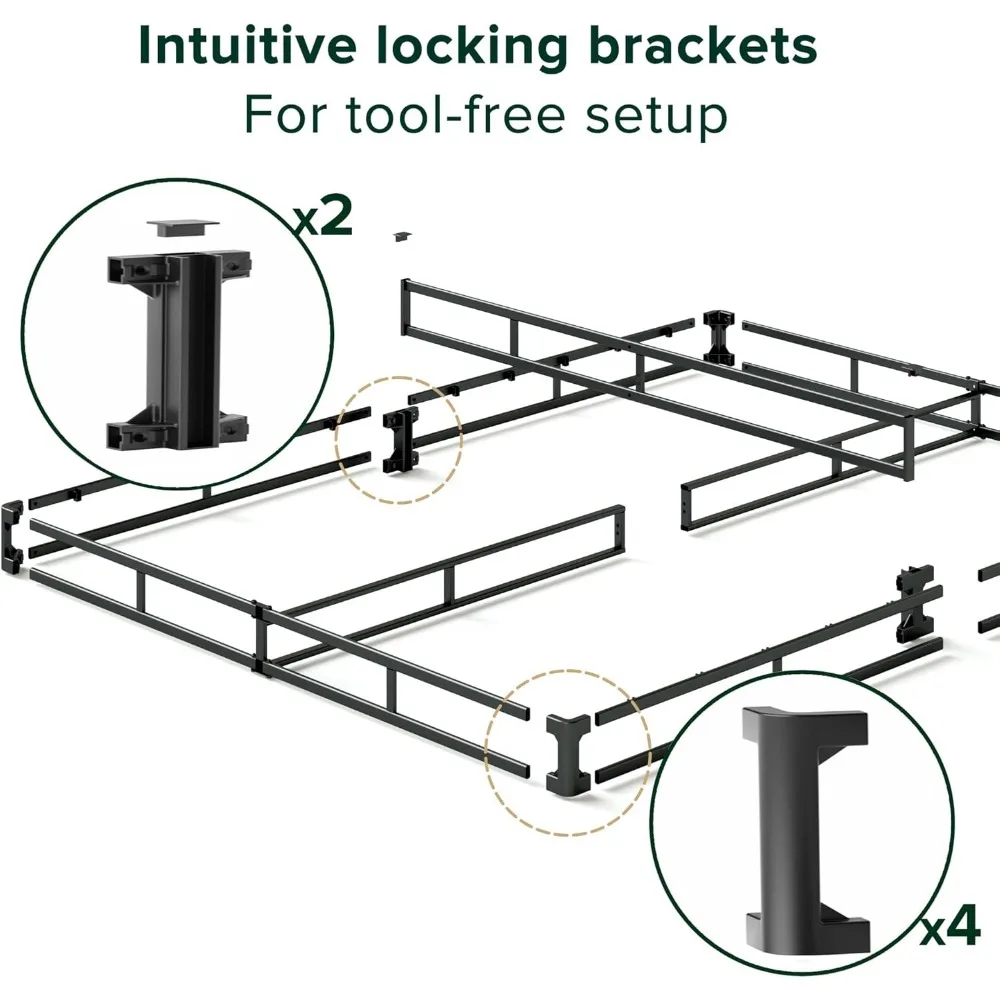 ZINUS Ressort de boîte intelligente WonderBox(TM) de 5 pouces, fond de teint à assemblage rapide, cadre en métal durable, Queen, gris