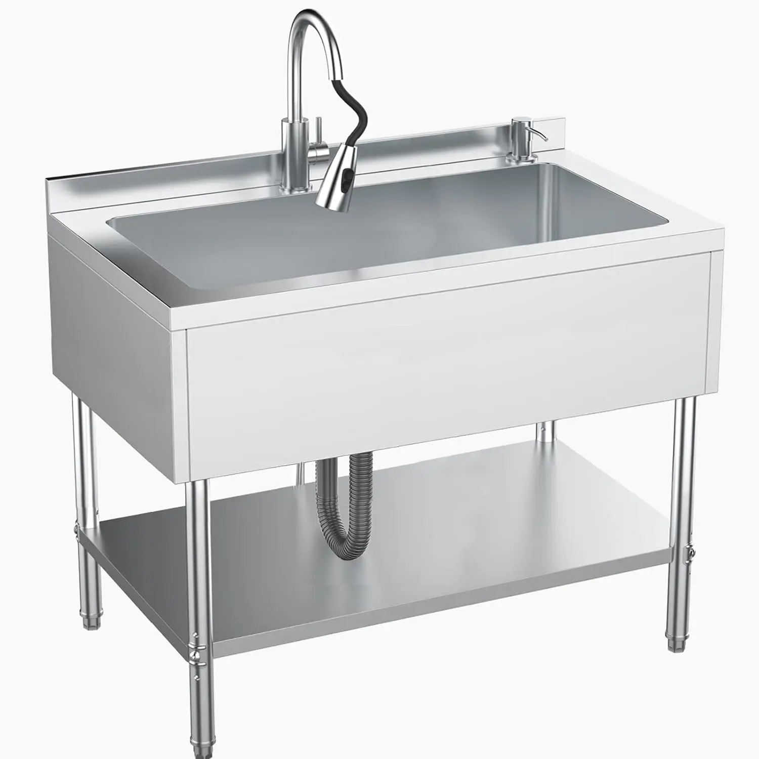 

Отдельностоящая мойка из нержавеющей стали 36 дюймов с полкой для хранения – Отдельностоящая мойка с выдвижным подключением горячей и холодной воды